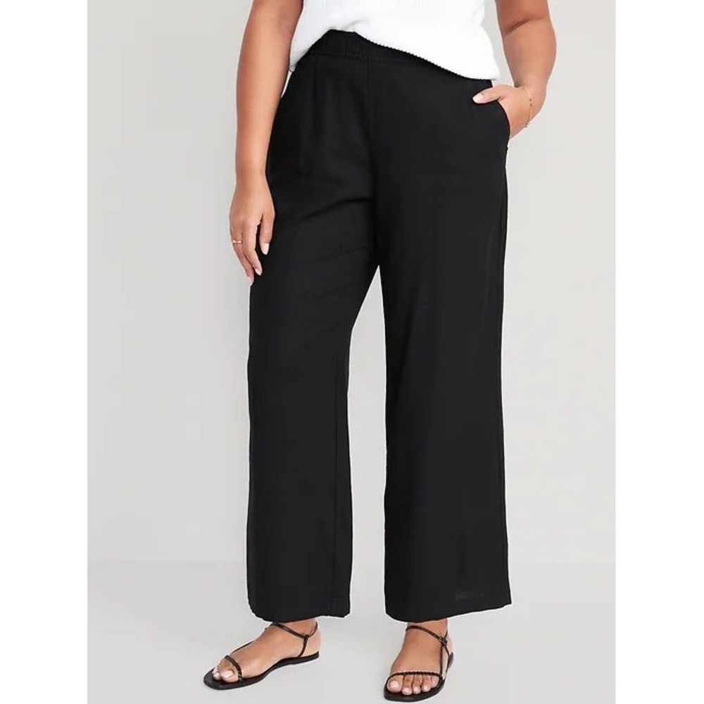 Old Navy High Waisted Linen Blend Wide Leg Pants Womens Plus 3X Coastal Vacation